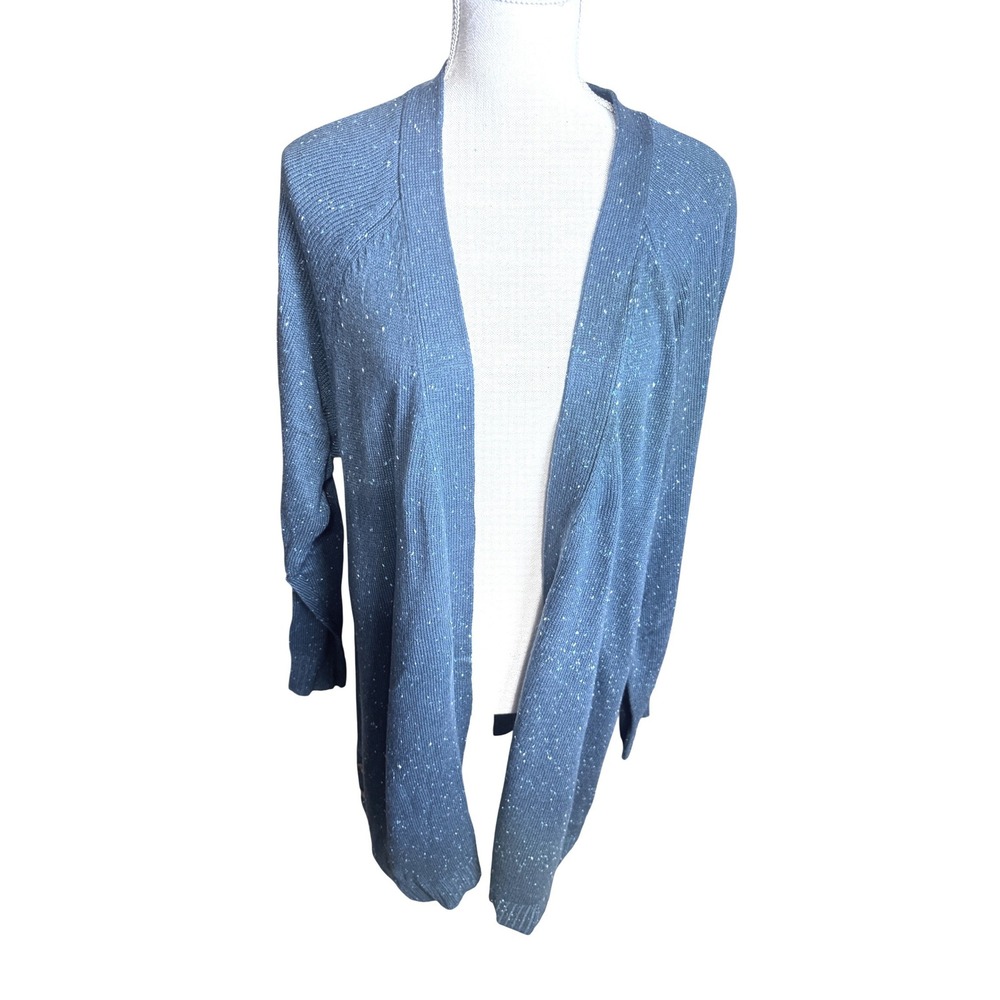 Lane Bryant Teal Blue Confetti Knit Open Front Cardigan Sweater 18/20 Longline